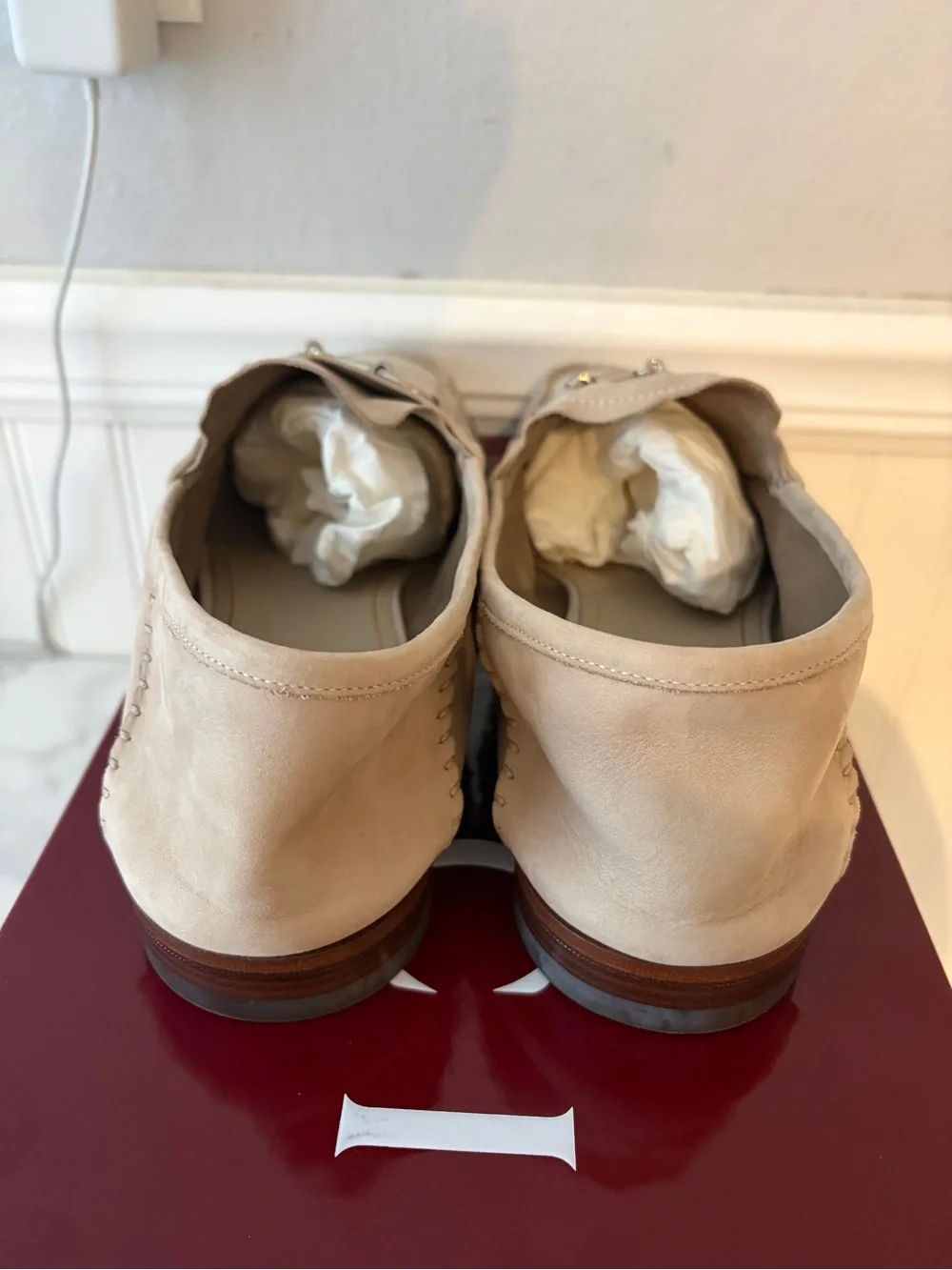Gucci Men's Cream Leather Horsebit Loafers